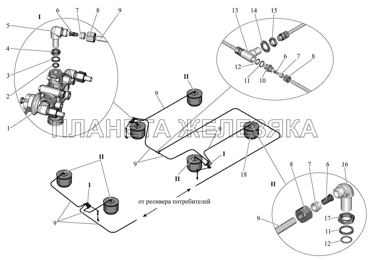 Установка трубопроводов пневмоподвески 152-2900018 МАЗ-152 (2011)